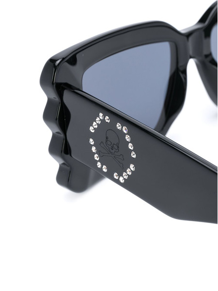 Женские черные солнцезащитные очки в толстой оправе Philipp Plein 255 фото-3