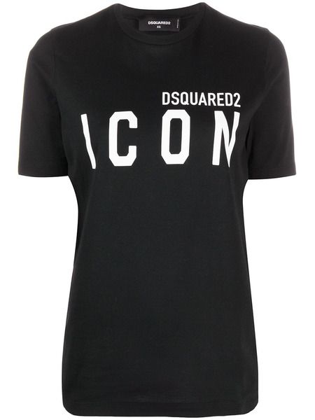 Черная футболка Icon с брендовым принтом (Футболки) Dsquared2 S80GC0001S23009 фото-1