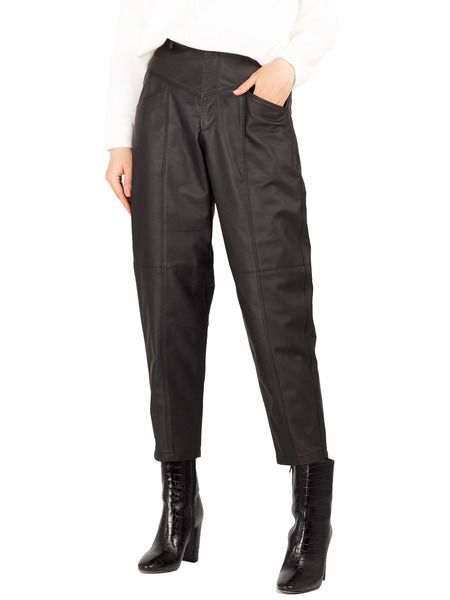 Forte Dei Marmi Couture Черные кожаные брюки с высокой талией 20WF8900-02