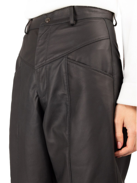 Черные кожаные брюки с высокой талией Forte Dei Marmi Couture, фото