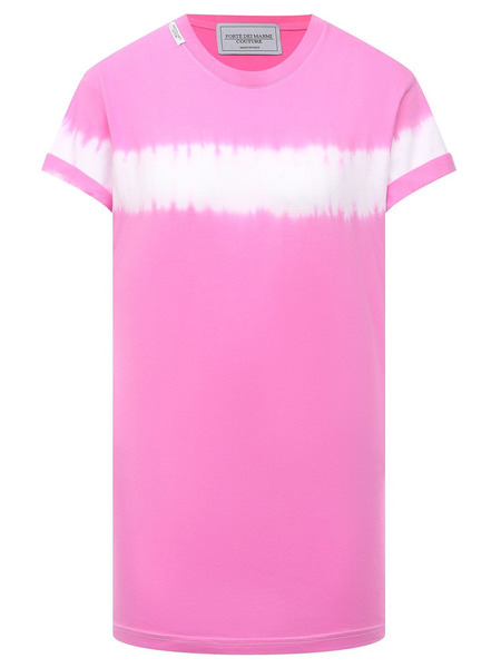 Розовая хлопковая футболка с принтом тай-дай (Футболки) Forte Dei Marmi Couture 2PSF9200 фото-1
