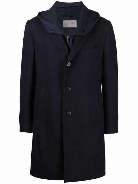 Однобортное пальто с капюшоном