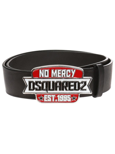 Черный ремень No Mercy с пряжкой-логотипом Dsquared2, фото