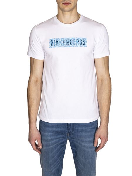 Мужская белая футболка с логотипом Bikkembergs C410104E2231 фото, Футболки и поло