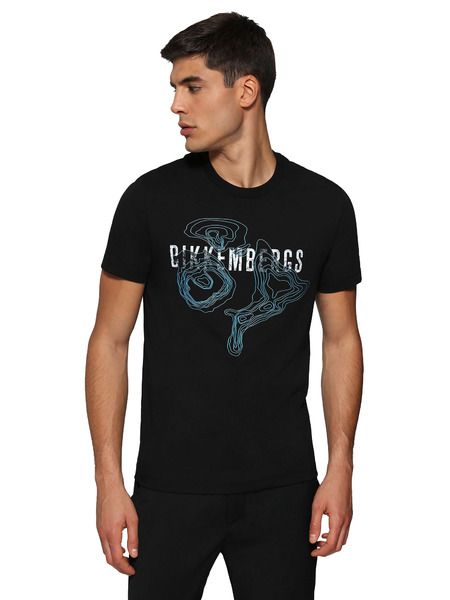Черная футболка с принтом водной карты Bikkembergs фото, Футболки и поло