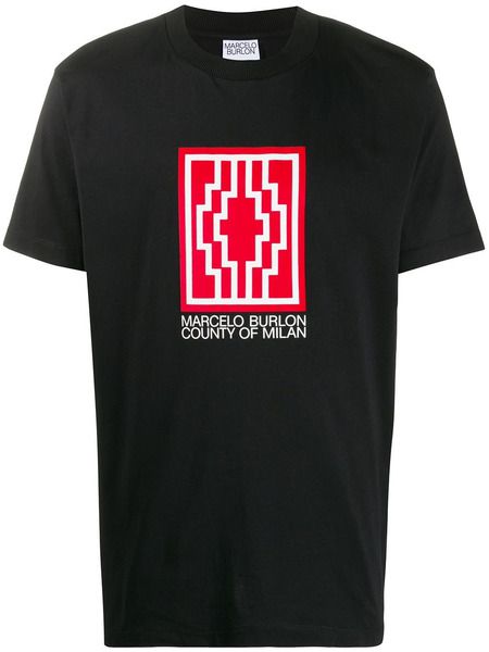 Черная футболка с принтом логотипа Marcelo Burlon фото, Футболки и поло