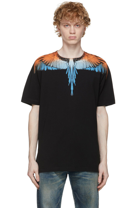 Черно-оранжевая футболка Wings Marcelo Burlon Черно-оранжевая футболка Wings Marcelo Burlon, фото
