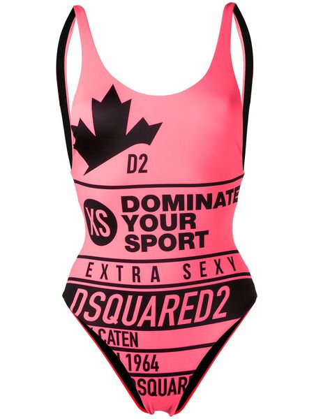 Слитный купальник розового цвета с логотипом Dsquared2 фото, Закрытые купальники