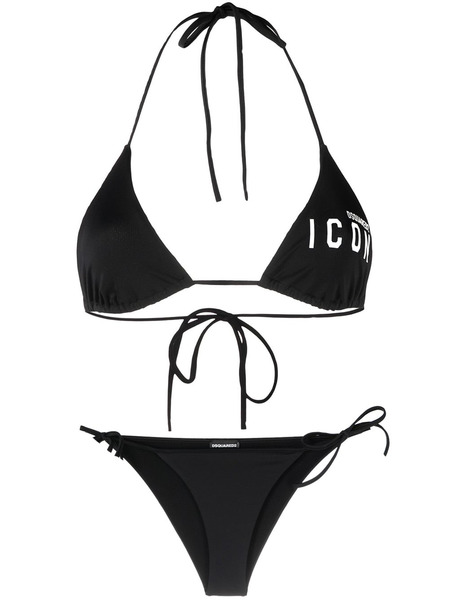Черный купальник бикини с логотипом и вырезом халтер Dsquared2, фото