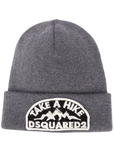 Серая шапка бини с вышитым логотипом Dsquared2, фото