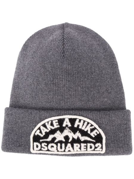 Серая шапка бини с вышитым логотипом Dsquared2 , фото