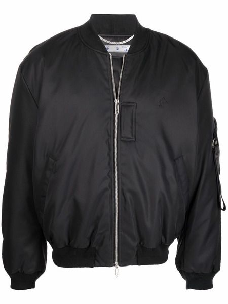 Off-White Куртка-бомбер черного цвета на молнии OMEH038F21FAB0011000