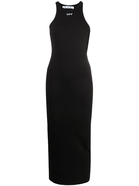 Черное приталенное платье миди Off-White OWDB318S21JER0011000 фото, Длинные платья