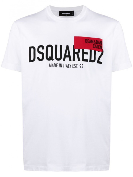 Белая футболка из хлопка с логотипом Dsquared2, фото