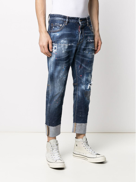 Мужские джинсы с подворотами и прорезями Dsquared2, фото
