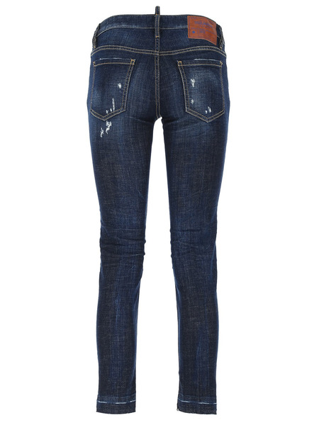Темно-синие джинсы с потертостями (Укороченные) Dsquared2 S72LB0340S30342470 фото-4