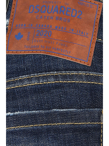 Темно-синие джинсы с потертостями (Укороченные) Dsquared2 S72LB0340S30342470 фото-5
