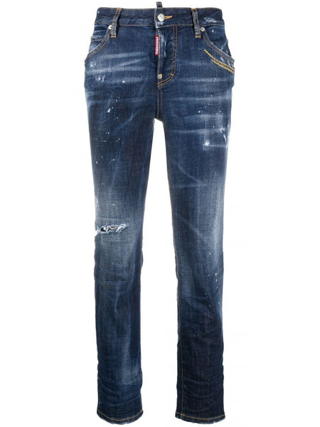 Темно-синие рваные зауженные джинсы Cool Girl Dsquared2, фото