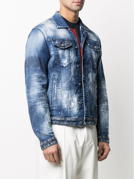 Мужская джинсовая куртка с брызгами краски (Куртки) Dsquared2 S74AM1136S30342 фото-2