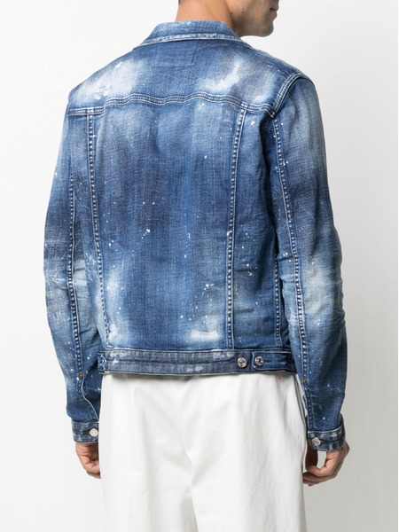 Мужская джинсовая куртка с брызгами краски (Куртки) Dsquared2 S74AM1136S30342 фото-4