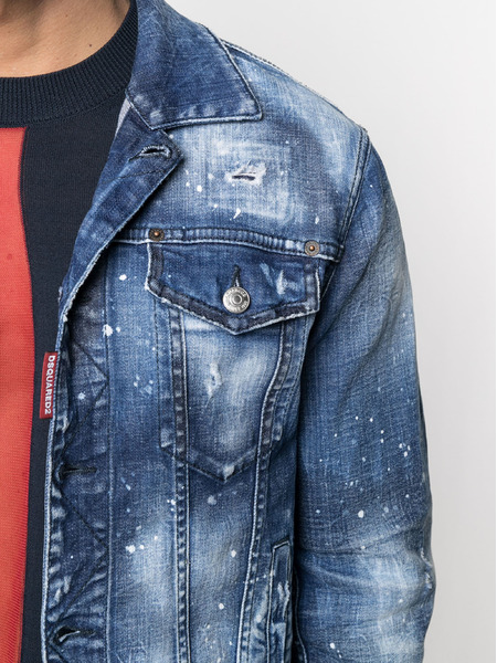Мужская джинсовая куртка с брызгами краски (Куртки) Dsquared2 S74AM1136S30342 фото-5