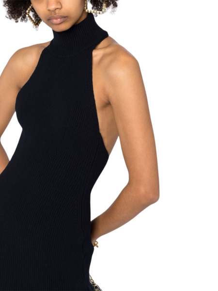Черное платье мини с вырезом на спине Halter Dsquared2, фото