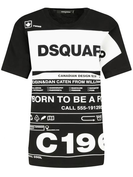 Черная свободная футболка с принтом (Футболки) Dsquared2 S75GD0072S22427 фото-1