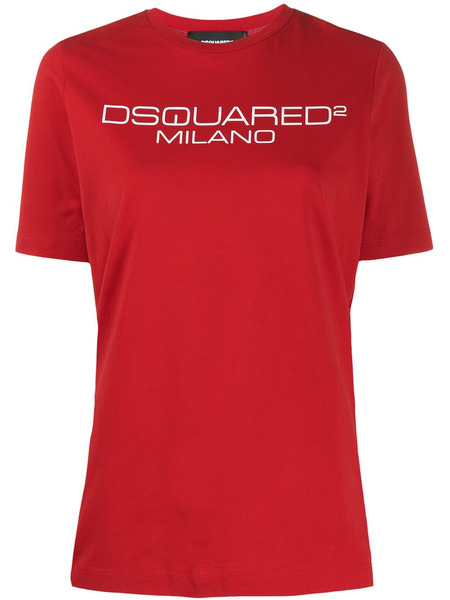 Красная футболка с принтом-лого Dsquared2 S75GD0082S22844 фото, Футболки