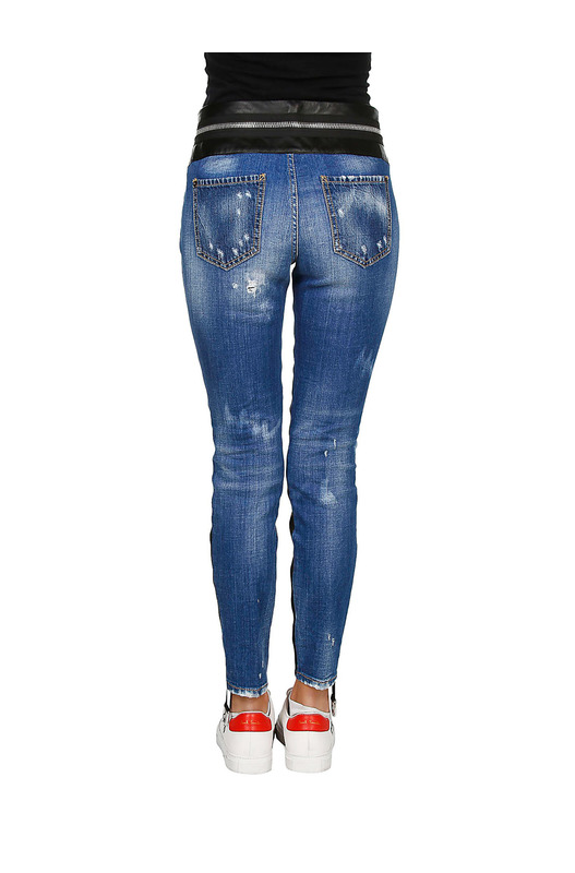 Клетчатые джинсы с контрастным поясом Dsquared2