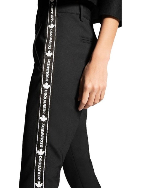Женские черные брюки с лампасами Dsquared2 S75KB0110 фото-3