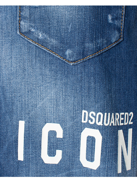Джинсовая синяя рубашка ICON Dsquared2 S80DL0001S30341 фото-5