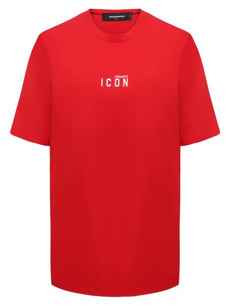 Женская красная хлопковая футболка Icon (Футболки) Dsquared2 S80GC0009S23009 фото-1
