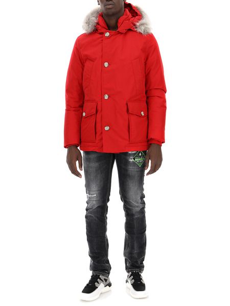 Красный пуховик из хлопка на пуговицах (Куртки) Woolrich WOCPS2896-UT0001-FRE фото-3