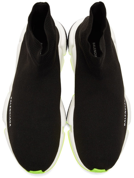 Черные кроссовки с неоновой подошвой Speed Balenciaga 229 фото-5