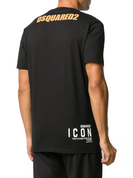 Черная футболка Freezing с принтом Dsquared2 S79GC0007S23009900 фото-4