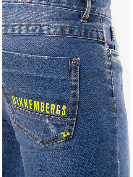 Мужские синие джинсы с потертостями (Джинсы) Bikkembergs C-Q-101-09-S-3182-116B фото-6