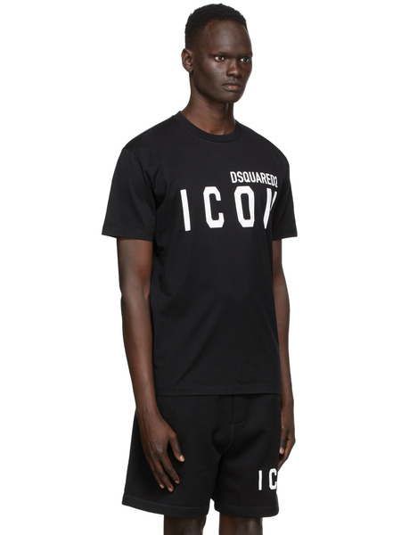 Черная футболка Icon с брендовым принтом Dsquared2 S80GC0001S23009 фото-4