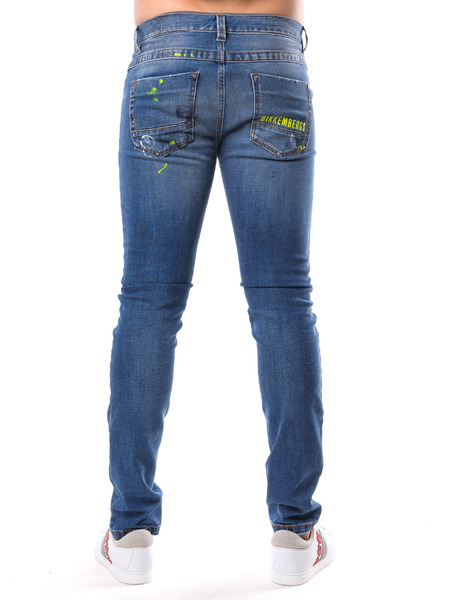 Мужские синие джинсы с потертостями (Джинсы) Bikkembergs C-Q-101-09-S-3182-116B фото-5