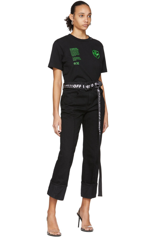 Черная футболка с зеленым принтом Off-White, фото