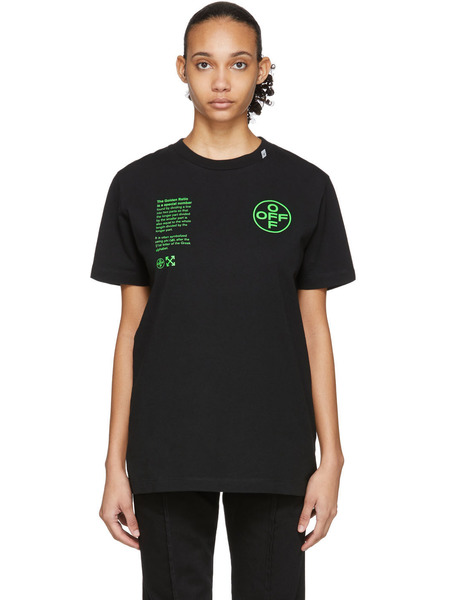 Черная футболка с зеленым принтом (Футболки) Off-White 334 фото-1