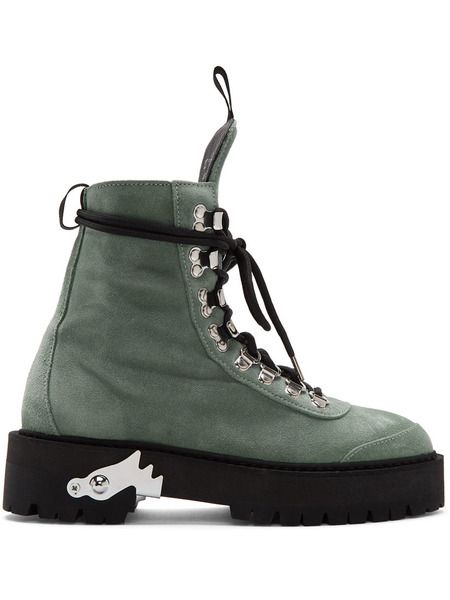 Зеленые замшевые ботинки (Сапоги) Off-White 309 фото-1