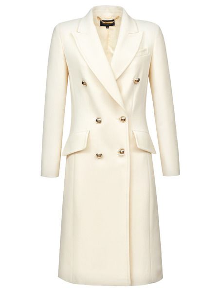 Шерстяное пальто на пуговицах Luisa Spagnoli SUONO-white фото, Пальто