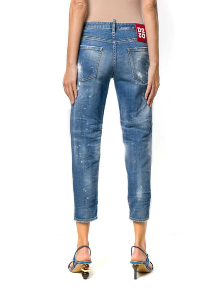Укороченные джинсы с потертостями (Укороченные) Dsquared2 S72LB0279S30664 фото-4
