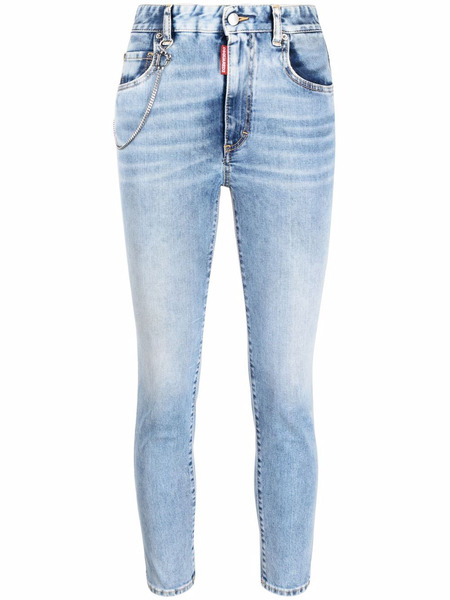 Укороченные джинсы с цепочкой Dsquared2, фото
